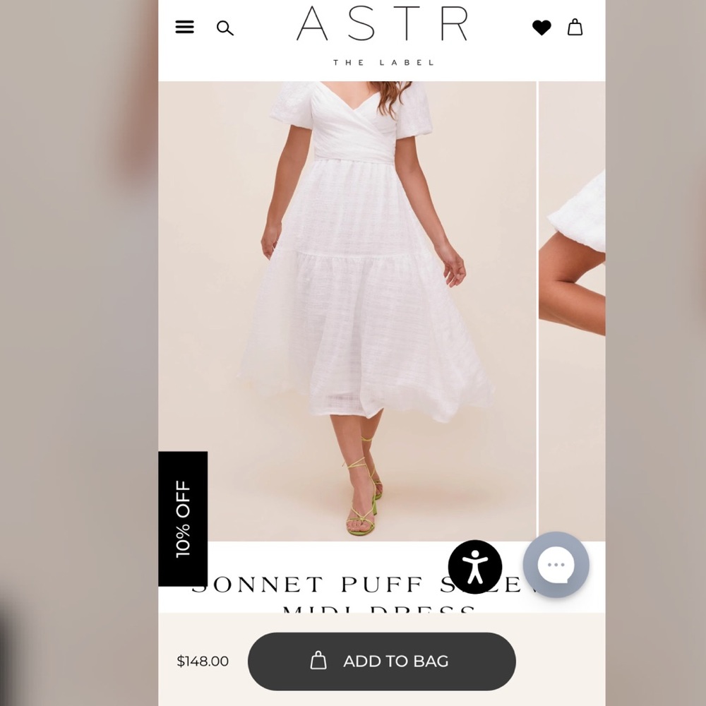 ASTR the label midi summer dress in white (Size Small)
